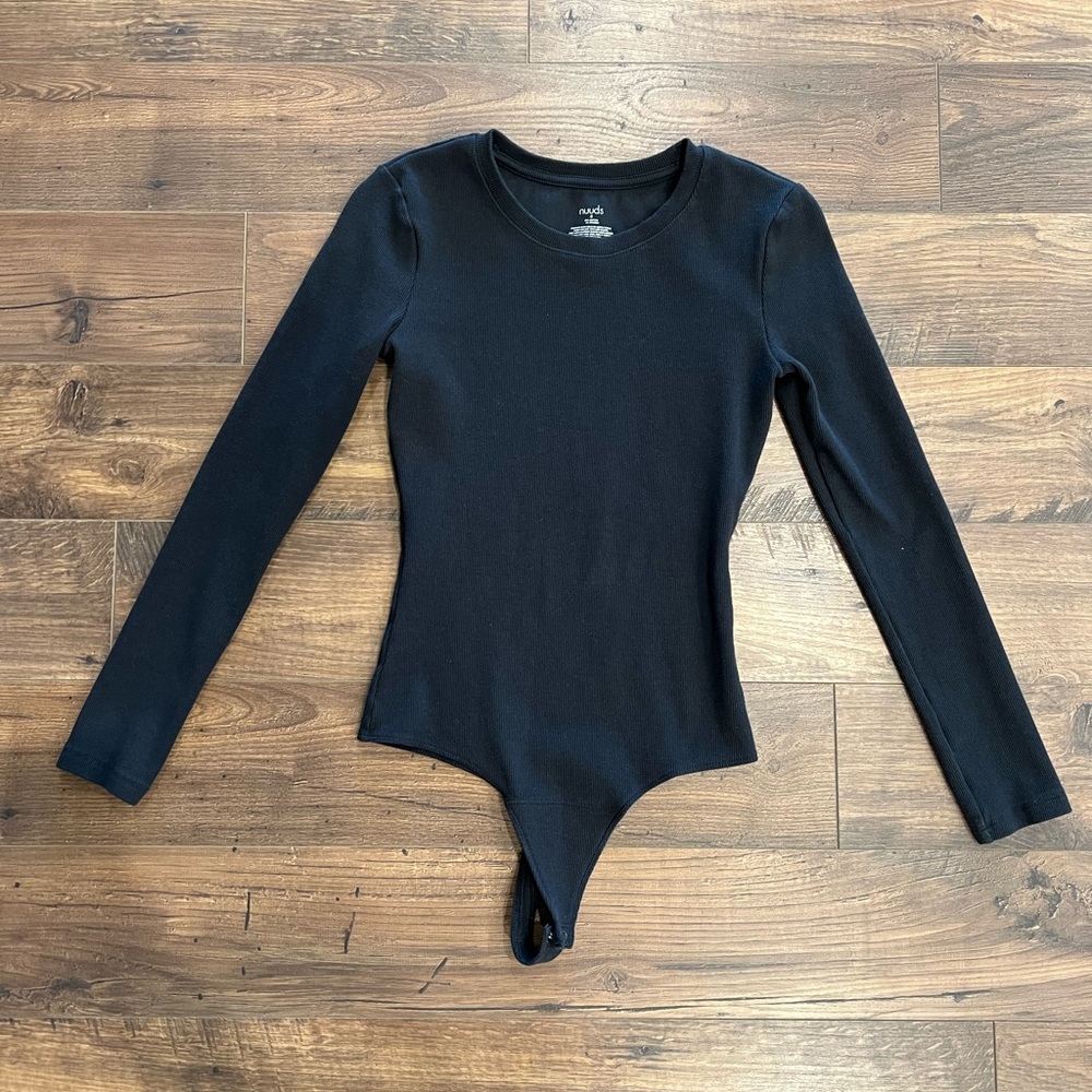 Nuuds Women's Long Sleeve Ribbed Crewneck Bodysuit